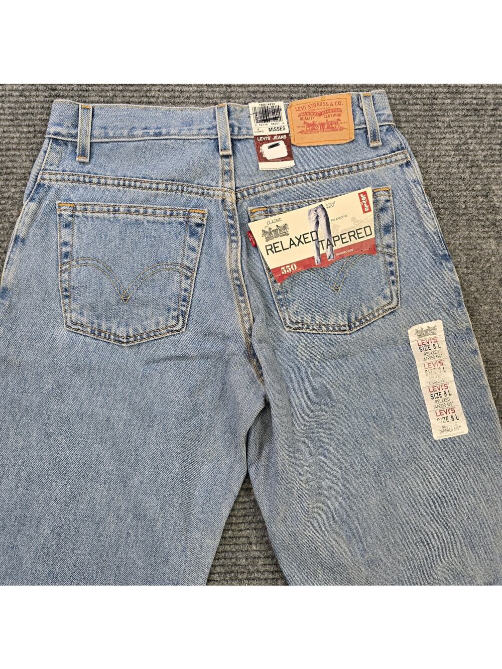 Vintage Y2K Levis 550 Jeans Womens 8 Long 30x34 Blue Relaxed Tapered NWT